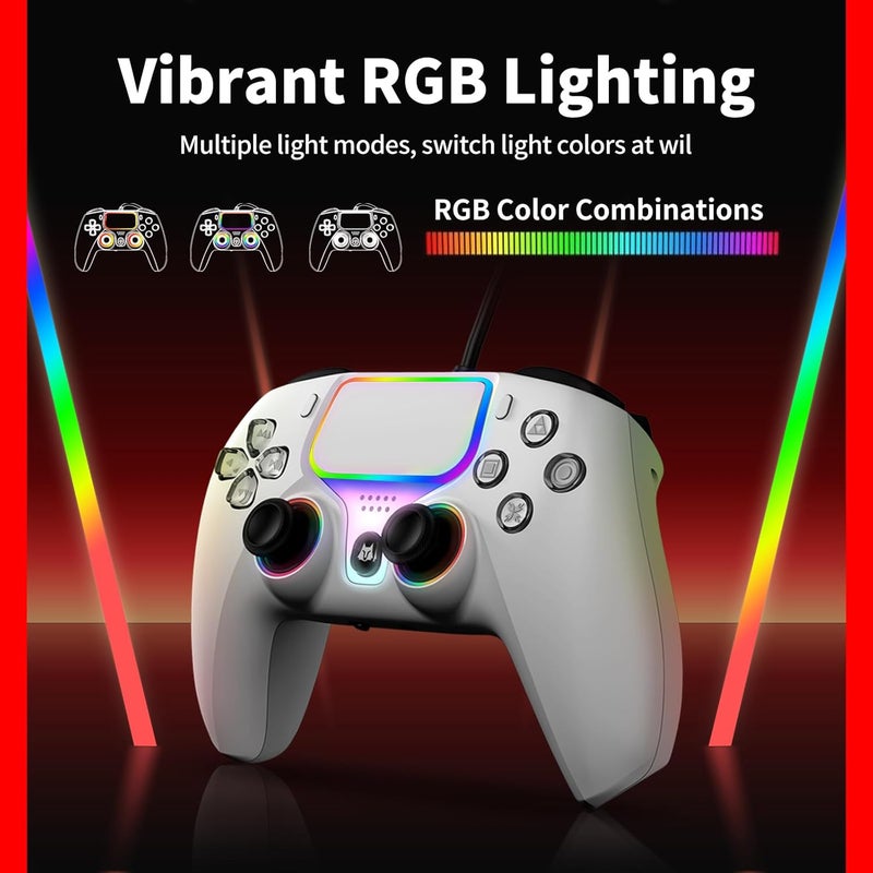 NBCP Gaming 2 Pack for PS5 Wired Controller, PC/Steam, Turbo & Linear Hall-effect Trigge,Wired Controllers for Compatible with PS5/4, Windows PC & Steam White* 2 - Image 3